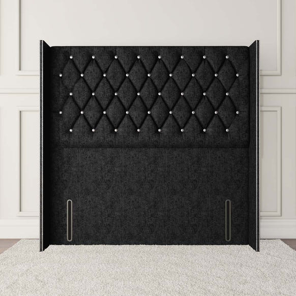 Luxor Wingback Floor Standing Headboard - Charcoal Chenille