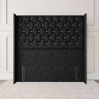 Luxor Wingback Floor Standing Headboard - Charcoal Chenille