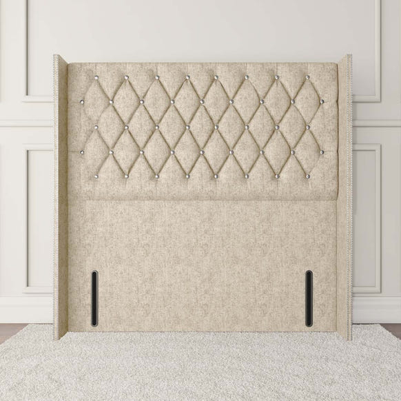 Luxor Wingback Floor Standing Headboard - Cream Chenille
