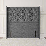 Luxor Wingback Floor Standing Headboard - Silver Chenille