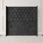 Luxor Wingback Floor Standing Headboard - Charcoal Coniston