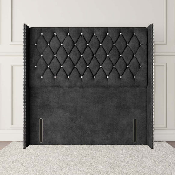 Luxor Wingback Floor Standing Headboard - Charcoal Coniston