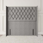 Luxor Wingback Floor Standing Headboard - Silver Linoso