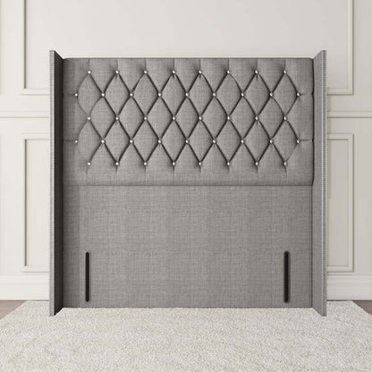 Luxor Wingback Floor Standing Headboard - Silver Linoso