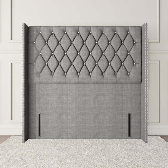 Luxor Wingback Floor Standing Headboard - Silver Linoso