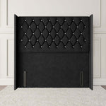 Luxor Wingback Floor Standing Headboard - Black Naples