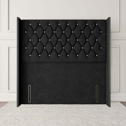 Luxor Wingback Floor Standing Headboard - Black Naples