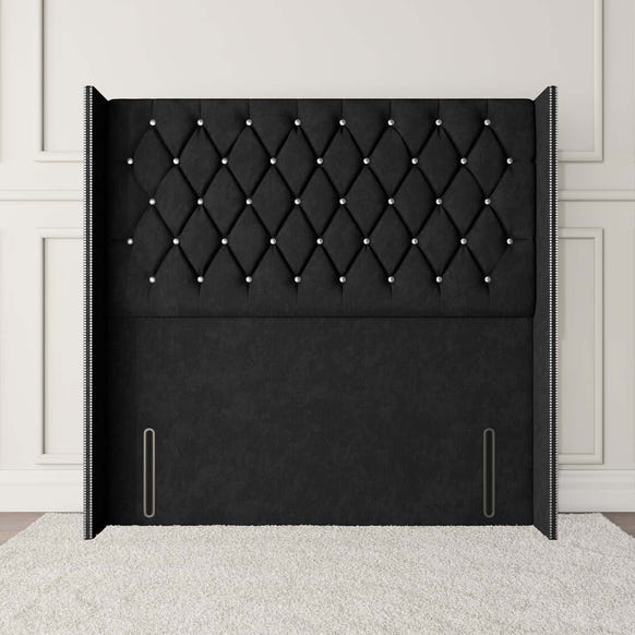 Luxor Wingback Floor Standing Headboard - Black Naples