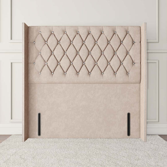 Luxor Wingback Floor Standing Headboard - Cream Naples