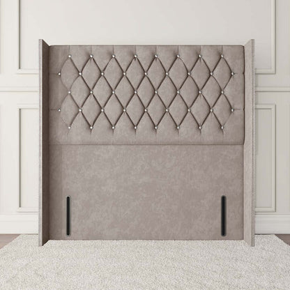 Luxor Wingback Floor Standing Headboard - Seal Grey Naples