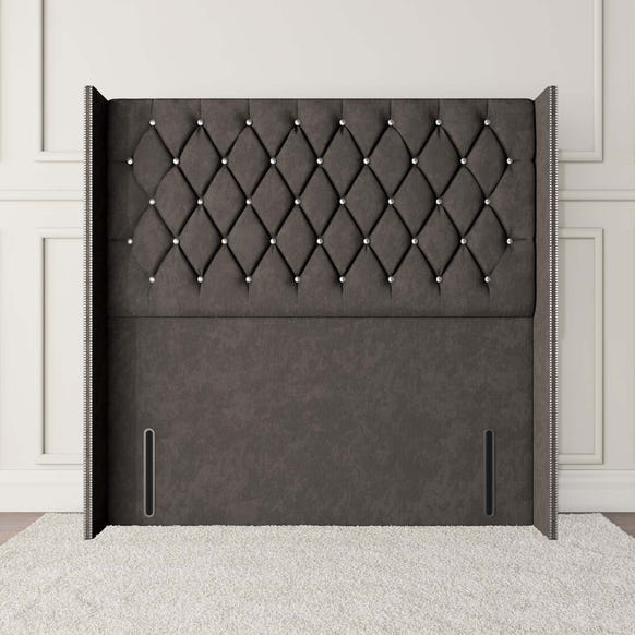 Luxor Wingback Floor Standing Headboard - Slate Grey Naples