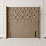 Luxor Wingback Floor Standing Headboard - Mink Plush Velvet