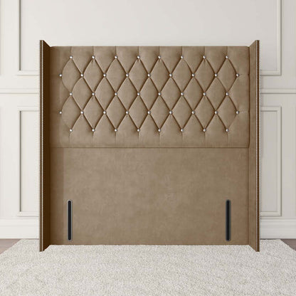 Luxor Wingback Floor Standing Headboard - Mink Plush Velvet