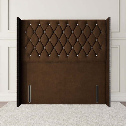 Luxor Wingback Floor Standing Headboard - Mocca Plush Velvet