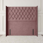 Luxor Wingback Floor Standing Headboard - Pink Plush Velvet