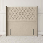 Luxor Wingback Floor Standing Headboard - Cream Plush Velvet