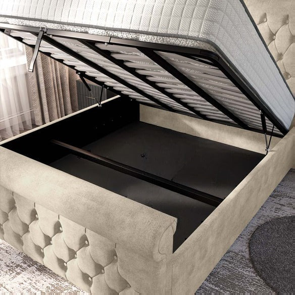 Melbourne Upholstered Ottoman Bed - Almond Coniston