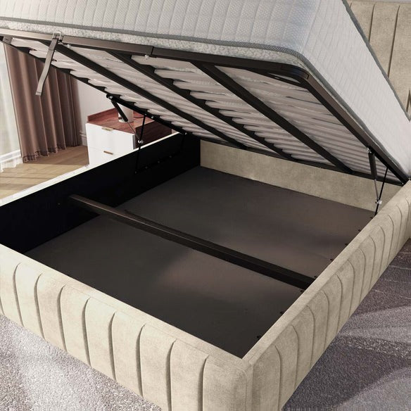 Milan Upholstered Ottoman Bed - Almond Coniston