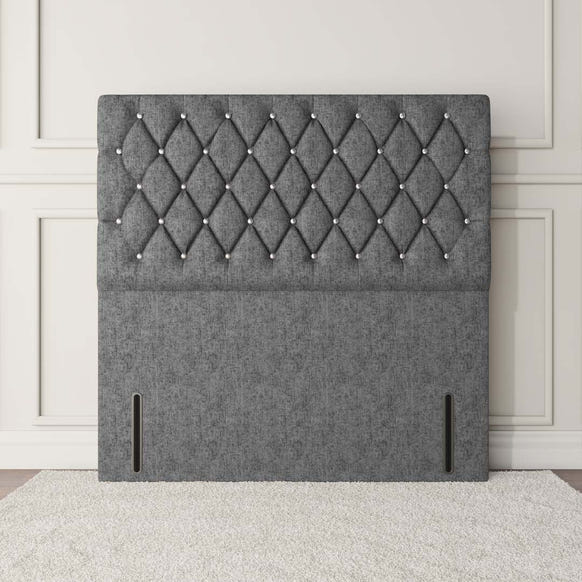 Moscow Floor Standing Headboard - Silver Chenille