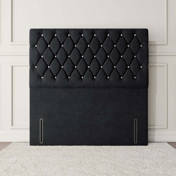 Moscow Floor Standing Headboard - Black Plush Velvet