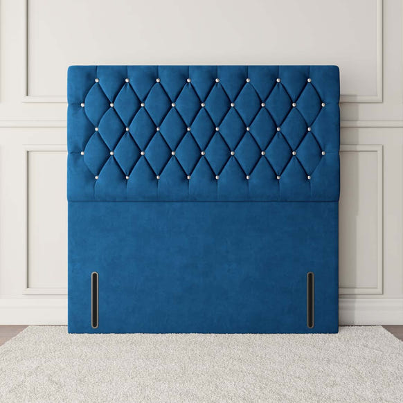 Moscow Floor Standing Headboard - Blue Plush Velvet