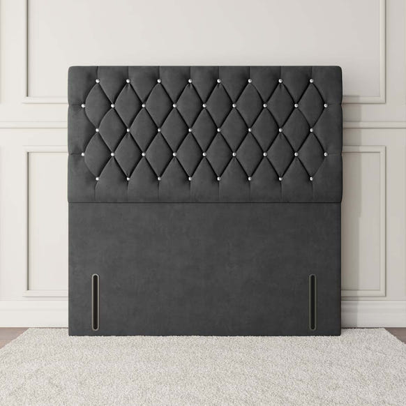 Moscow Floor Standing Headboard - Steel Plush Velvet