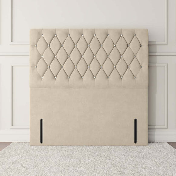 Moscow Floor Standing Headboard - Cream Plush Velvet