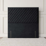 Oxford Floor Standing Headboard - Black Plush Velvet