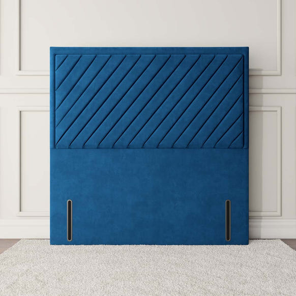 Oxford Floor Standing Headboard - Blue Plush Velvet