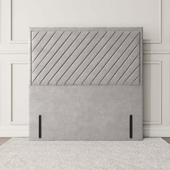 Oxford Floor Standing Headboard - Silver Plush Velvet