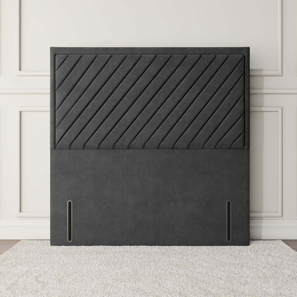 Oxford Floor Standing Headboard - Steel Plush Velvet