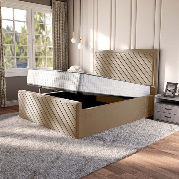 Oxford Upholstered Ottoman Bed - Mink Plush Velvet