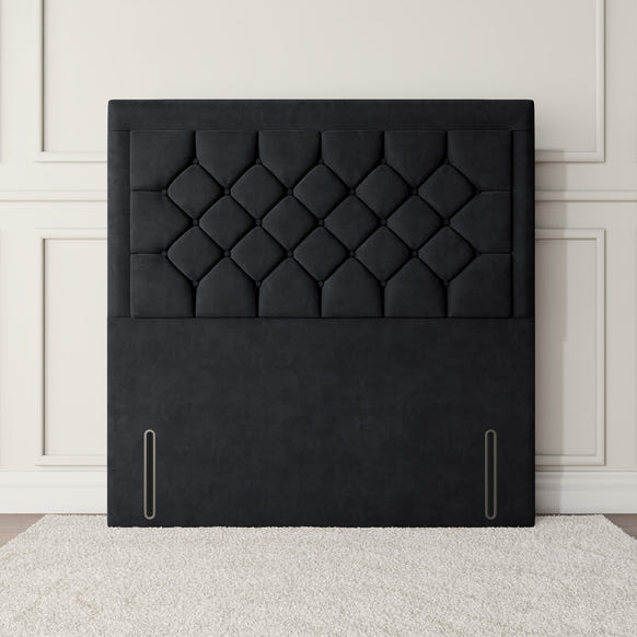 Panama Floor Standing Headboard - Black Plush Velvet