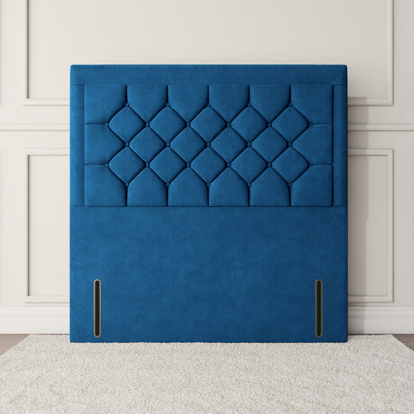 Panama Floor Standing Headboard - Blue Plush Velvet