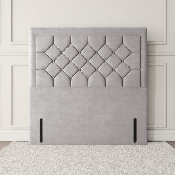 Panama Floor Standing Headboard - Silver Plush Velvet