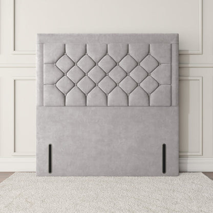 Panama Floor Standing Headboard - Silver Plush Velvet