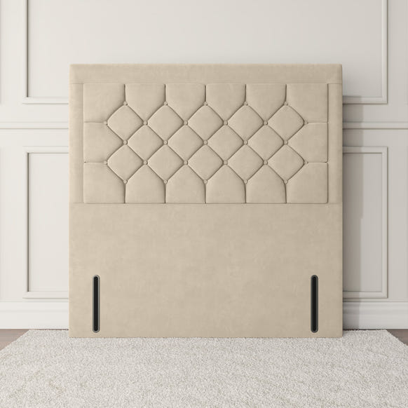 Panama Floor Standing Headboard - Cream Plush Velvet