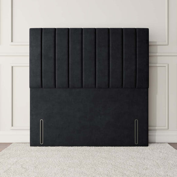 Prague Floor Standing Headboard - Black Plush Velvet