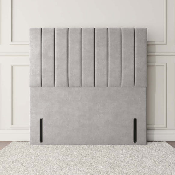 Prague Floor Standing Headboard - Silver Plush Velvet