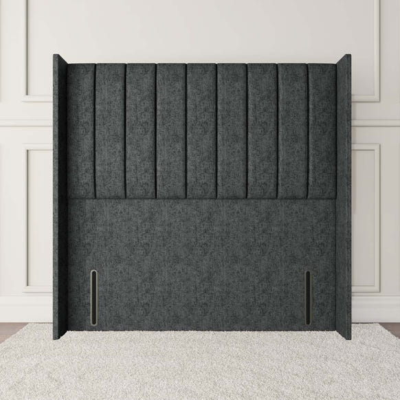 Prague Wingback Floor Standing Headboard - Charcoal Chenille