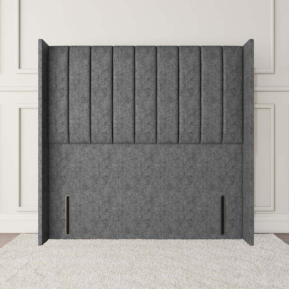 Prague Wingback Floor Standing Headboard - Silver Chenille