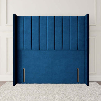 Prague Wingback Floor Standing Headboard - Blue Plush Velvet