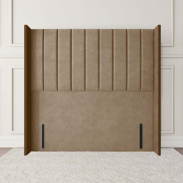 Prague Wingback Floor Standing Headboard - Mink Plush Velvet