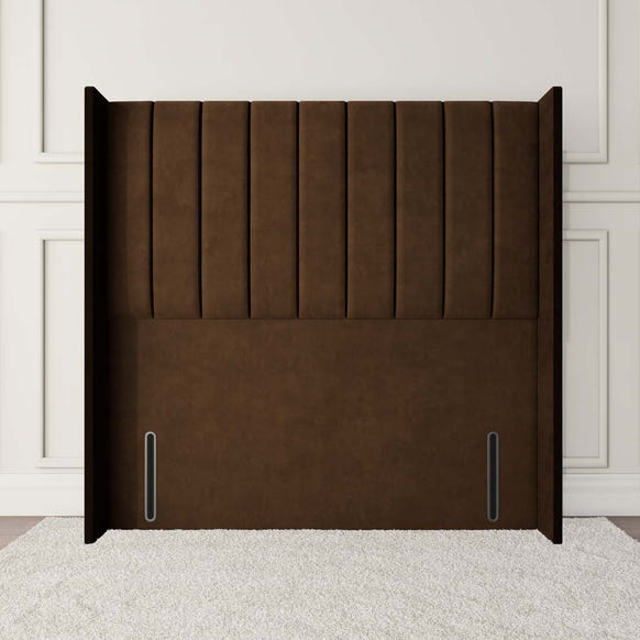 Prague Wingback Floor Standing Headboard - Mocca Plush Velvet