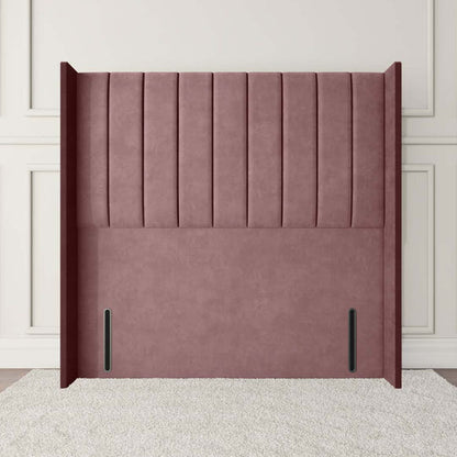 Prague Wingback Floor Standing Headboard - Pink Plush Velvet