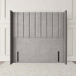 Prague Wingback Floor Standing Headboard - Silver Plush Velvet