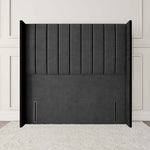 Prague Wingback Floor Standing Headboard - Steel Plush Velvet