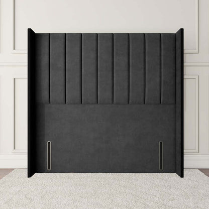 Prague Wingback Floor Standing Headboard - Steel Plush Velvet