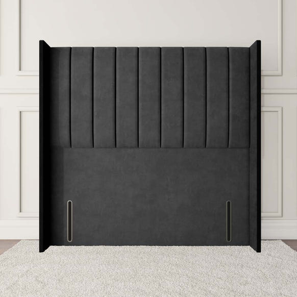 Prague Wingback Floor Standing Headboard - Steel Plush Velvet