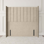 Prague Wingback Floor Standing Headboard - Cream Plush Velvet